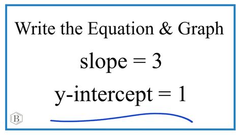 Graph and write the equation a line with slope = 3 and y-intercept = 1 ...