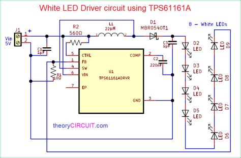 White LED Driver circuit using TPS61161A