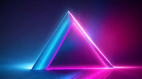 Premium Photo | Blue pink neon beam triangular prism