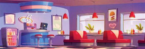 Fast food diner restaurant cartoon vector interior 25449663 Vector Art ...