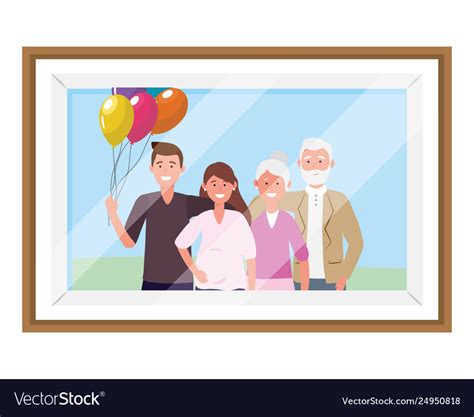 Family avatar cartoon character photo frame Vector Image