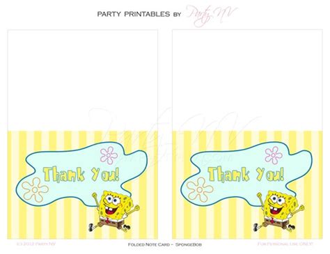 PRINTABLE Thank You Cards SpongeBob Best Day