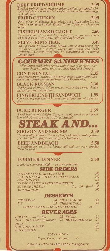 Mr. Steak Menu