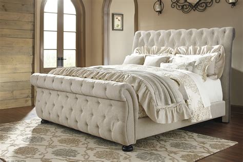 Willenburg Linen Upholstered King Sleigh Bed — Gate Furniture