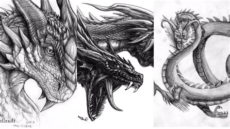 30 Stunning & Realistic Pencil Dragon drawing - YouTube