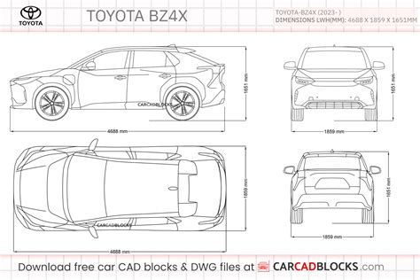 Toyota bZ4X 2023 Free CAD Blocks, DWG File - CarCadBlocks