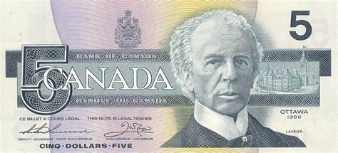 Canada 5 Dollars banknote 1986 Wilfrid Laurier|World Banknotes & Coins ...