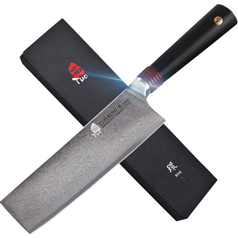 TUO Cutlery Nakiri Knife - Damascus Vegetable Cleaver Kitchen Knives - Japanese AUS-10 HC ...