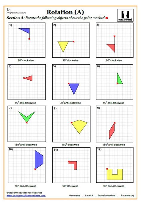 Transformations Worksheets with Answers | Cazoom Maths Worksheets