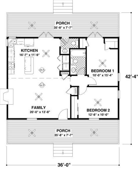 Cottage Style House Plan - 2 Beds 1.5 Baths 954 Sq/Ft Plan #56-547 ...