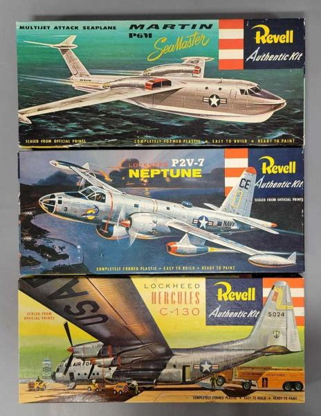 Three Revell Military Plane Model Kits In In Type S Original Boxes