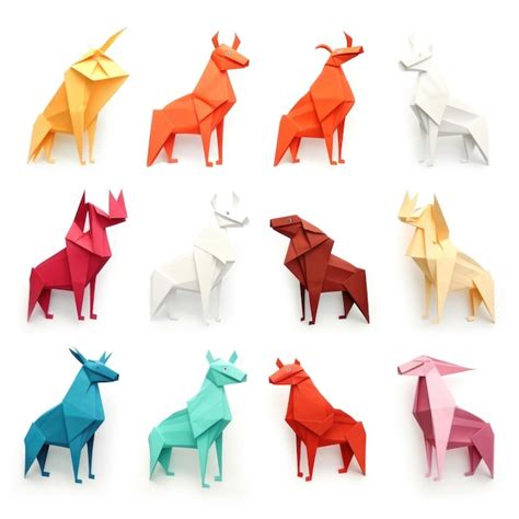 Premium AI Image | Origami Chinese Zodiac Animals isolated on white ...