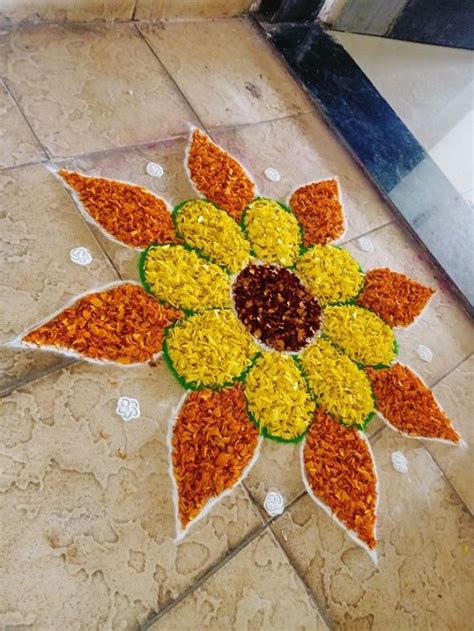 50 Free Hand Simple Rangoli Designs with Flowers