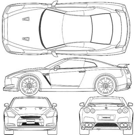 Nissan GT-R R35 Blueprint Vector Design