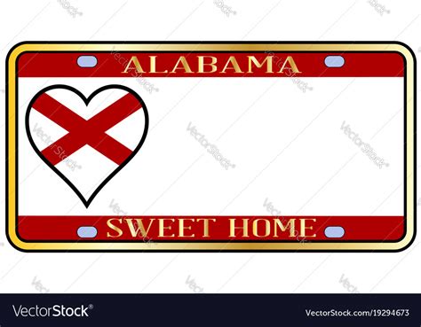 Alabama state license plate Royalty Free Vector Image