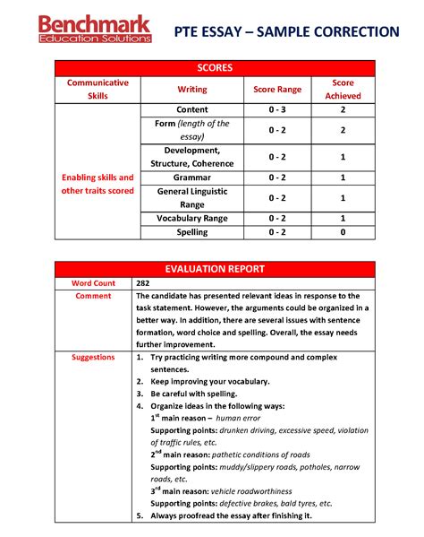 PTE Writing Correction for Essay and Summarise Written Text Topics