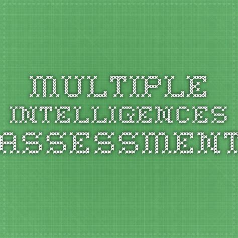 Multiple Intelligences -- Assessment | Multiple intelligences, Assessment, Psychology