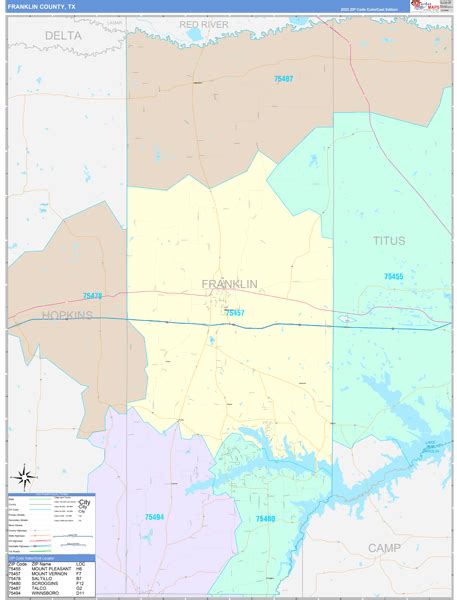 Franklin County, TX Wall Map Color Cast Style by MarketMAPS - MapSales