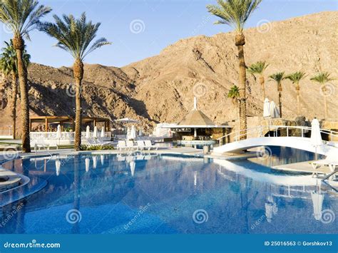 Swimming Pool Near Resort Hotel, Eilat, Israel Stock Image - Image of ...