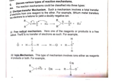 SOLUTION: Various types of reaction mechanisms - Studypool