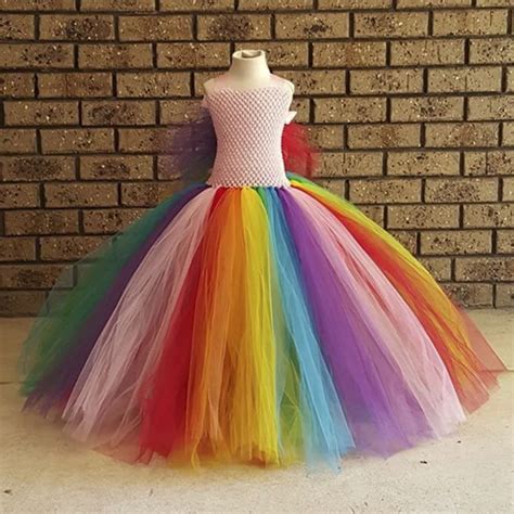 Fluffy Rainbow Girls Dress Tulle Wings Colorful Girl Tutu Inspired costume Rainbow Birthday ...