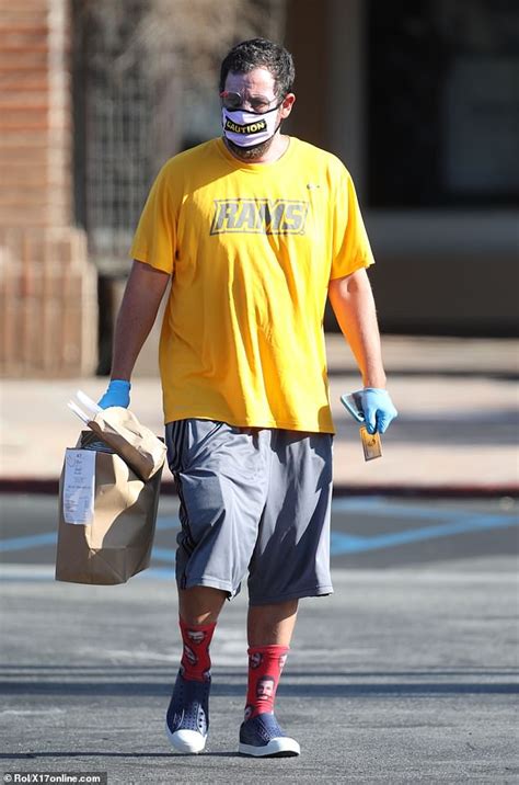 Adam Sandler picks up takeout but stays protected in a mask and gloves ...