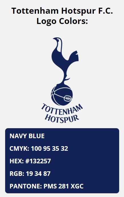 Tottenham Hotspur F.C. Color Codes. Hex, RGB, CMYK, and Pantone ...