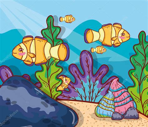 Underwater Sea Animals Ecosystem Vector Illustration Graphic Design ...