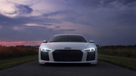 Download White Audi R8 Front Wallpaper | Wallpapers.com