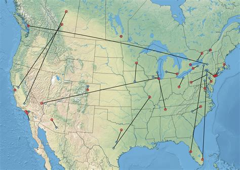 Map of NHL and AHL teams with affiliates connected : r/hockey