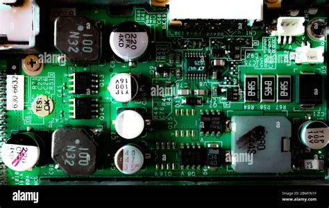 Capacitors on a Painted Circuit Board. Computer Circuit Board Stock Photo - Alamy