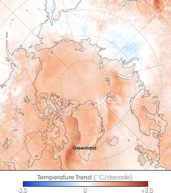 Arctic Temperature Change 1987 -- 2007 Map - Arctic Ocean • mappery