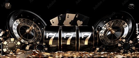 Roulette Wheels, Slot Machine, Four Aces, Casino Chips, Dices And Coins, Modern Black And Golden ...