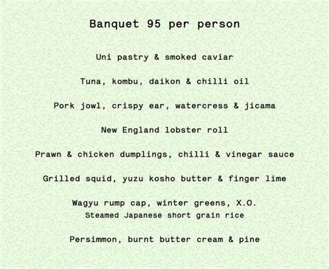 Menu at Supernormal restaurant, Melbourne