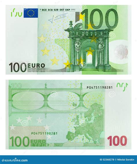 Two Sides of 100 Euro Banknote Stock Photo - Image of backgrounds, euro: 52368278