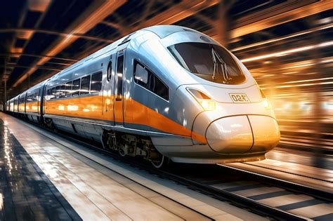 Premium AI Image | Modern high speed bullet train at night