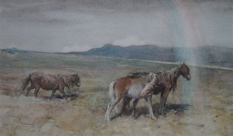 Nathaniel Hughes John Baird - Rainbow - Horses in landscape - Richard Taylor Fine Art