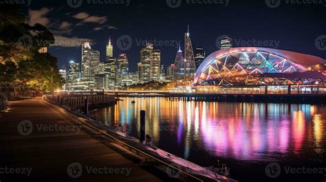 Night view of Queens Wharf Brisbane. Generative AI 32976410 Stock Photo ...