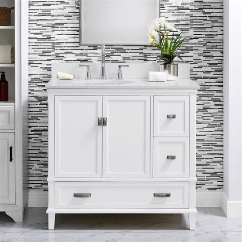 Dorel Living Otum 36 Inch Bathroom Vanity with Sink, White Wood - Walmart.com - Walmart.com