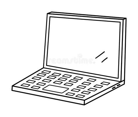 Vector Black and White Laptop Illustration. Contour Back To School ...