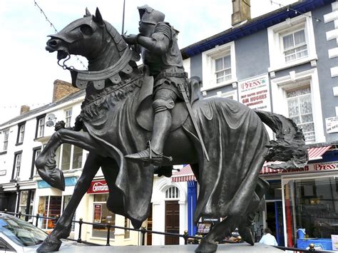 Equestrian statue of Owain Glyndwr in Corwen UK