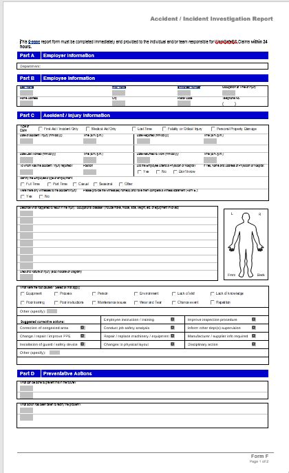 Form F: Accident / Incident Investigation Report | go2HR