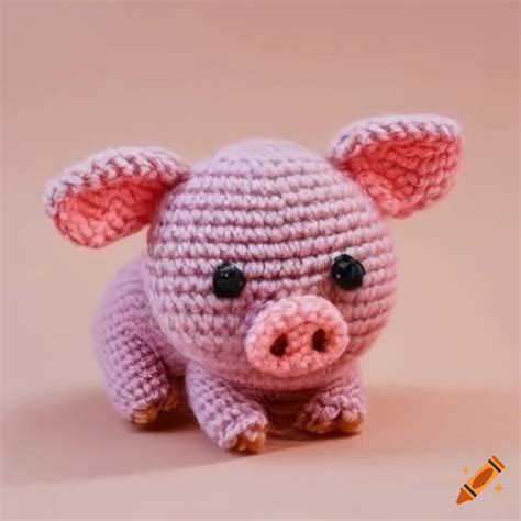 Handmade amigurumi pig toy
