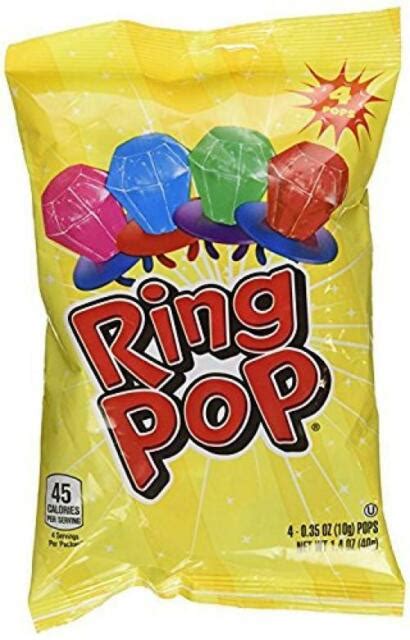 Ring Pop Candy 1 Bag of 4 Strawberry Watermelon Cherry Blue Raspberry 1 ...