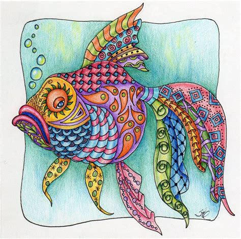 fish tangle Tangle Doodle, Doodles Zentangles, Zen Doodle, Zentangle Art, Zentangle Patterns ...