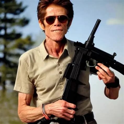 Willem Dafoe with an Ak47 | OpenArt