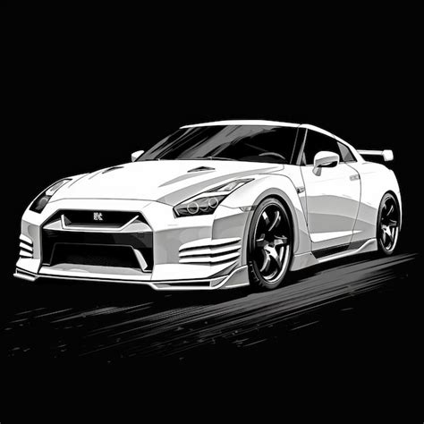 Premium Photo | Modern Elegance Black and White Nissan GTR 35 Vector ...