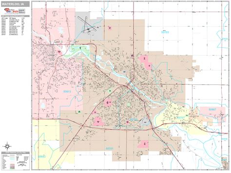 Waterloo Iowa Wall Map (Premium Style) by MarketMAPS - MapSales.com