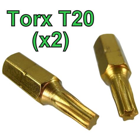 Torx T20 Screw Driver Bit 2 Pack Long Life Titanium Coated Star TRX ...