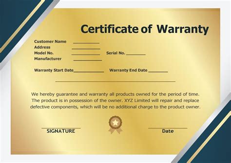 Warranty Certificate Format PDF & Word File Download